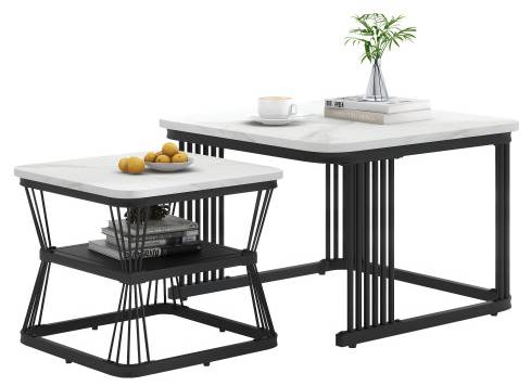 Couchtisch M1870 Weiß - Holzwerkstoff - 45 x 65 x 65 cm