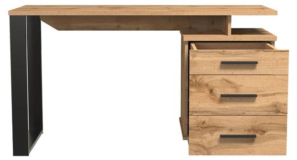 Schreibtisch Lamelo Braun - Holzwerkstoff - 135 x 75 x 56 cm