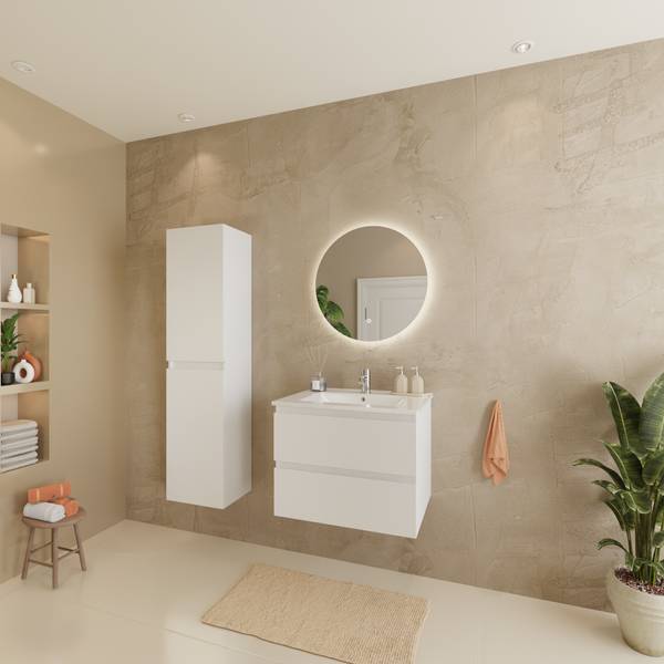 Badezimmerset Verona 3-Teilig Hochglanz Weiß - Breite: 60 cm