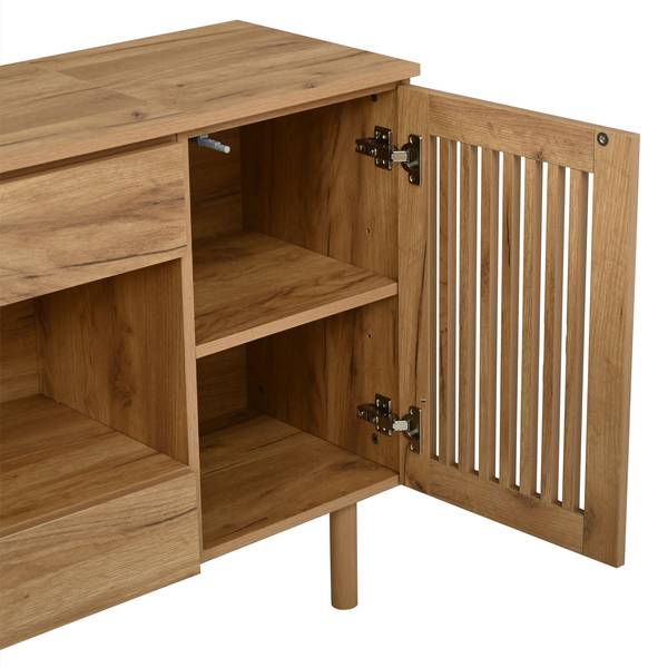 Sideboard Notus Ⅰ Braun - Holzwerkstoff - Massivholz - 140 x 71 x 35 cm