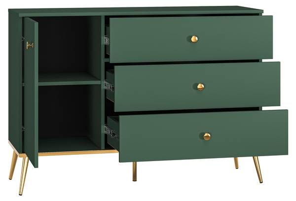 Sideboard FORT SB120 1D3D Grün - Melamin - 120 x 85 x 40 cm