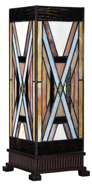 Tiffany Tafellamp Meron bruin - glas - 17 x 44 x 17 cm