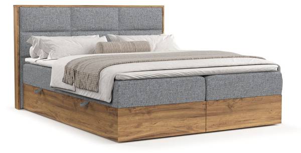 Boxspringbett Ikigai mit Topper Grau - Liegefläche Breite: 160 cm