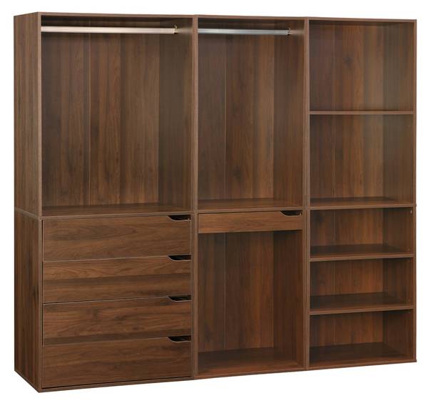 Kleiderschrank Nepal Braun - Holz teilmassiv - 200 x 180 x 45 cm