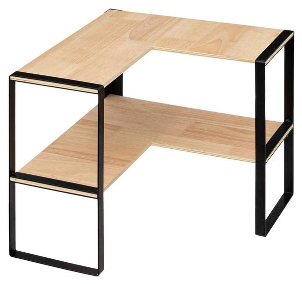 Étagère d angle 2 niveaux BLACKWOOD Beige - Métal - 40 x 35 x 40 cm