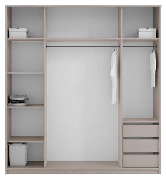 Kleiderschränk REA Beige - Holzwerkstoff - 200 x 216 x 60 cm