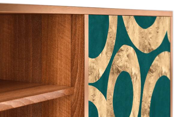 TV-Lowboard T2 Walnuss Türkis - Holzwerkstoff - 170 x 69 x 48 cm