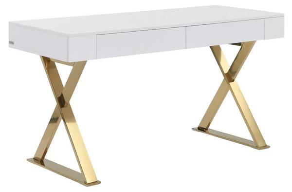 Schreibtisch PLEISA Weiß - Holz teilmassiv - 60 x 75 x 140 cm