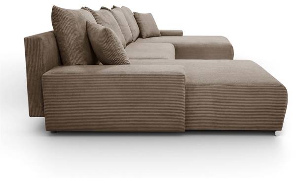 Ecksofa LAVIO U mit Schlaffunktion Braun - Polyester - 348 x 93 x 188 cm