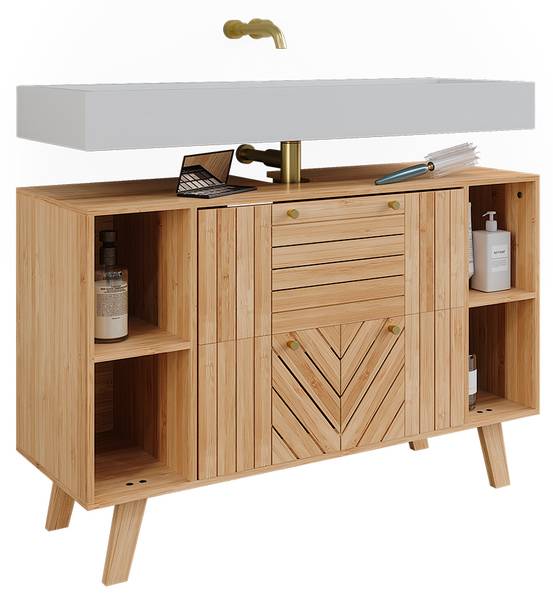 Meuble sous vasque simple Lucie 58722 Marron - Bois manufacturé - 100 x 65 x 36 cm