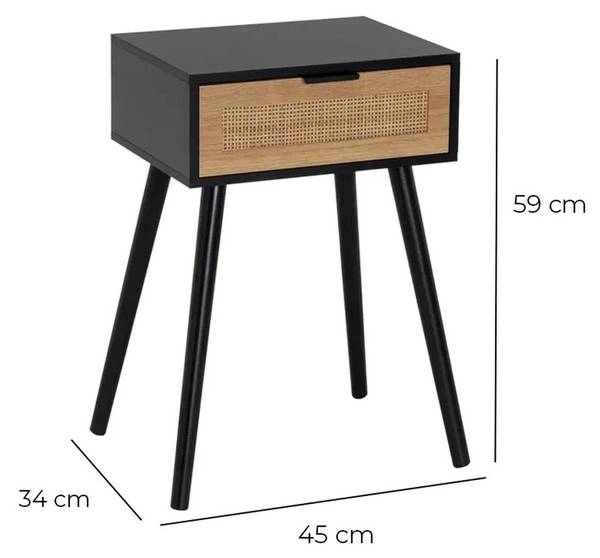 Nachttisch HH-806164 Schwarz - Braun - Holz teilmassiv - 9 x 48 x 31 cm