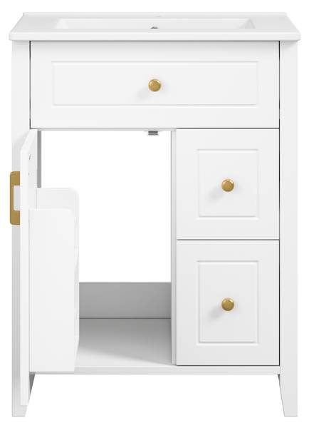 Badezimmerschrank JINBA35 Ⅲ Weiß - Holzwerkstoff - 47 x 87 x 61 cm