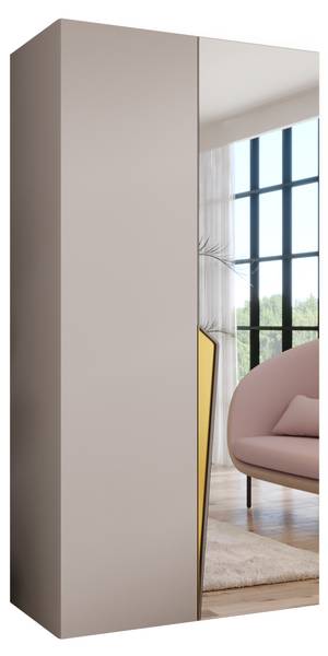 Drehtürenschrank Piano 2 Beige - Gold - Breite: 100 cm - 2 Türen - Gold