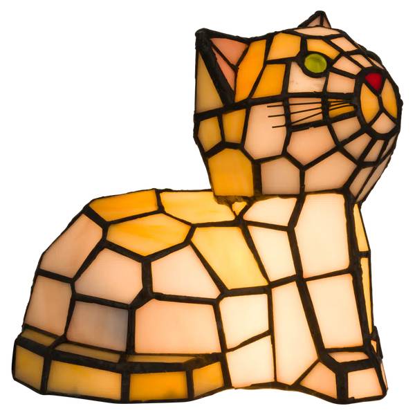 Tiffany Tischlampe Katze 8013 Orange - Glas - 13 x 18 x 18 cm