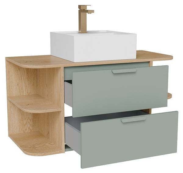 Einzelwaschtisch AVORELI Braun - Grün - Holz teilmassiv - 100 x 50 x 46 cm