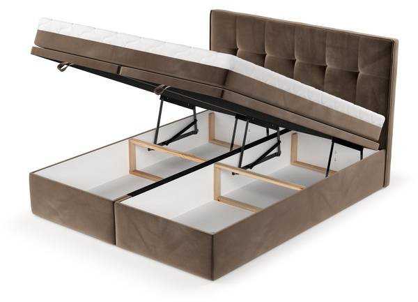 Boxspringbett ARIVO mit Stauraum Paros Braun - Liegefläche Breite: 140 cm