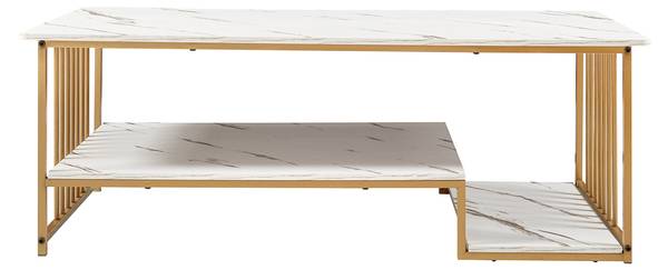 Couchtisch Klibro Gold - Marmor Weiß Dekor