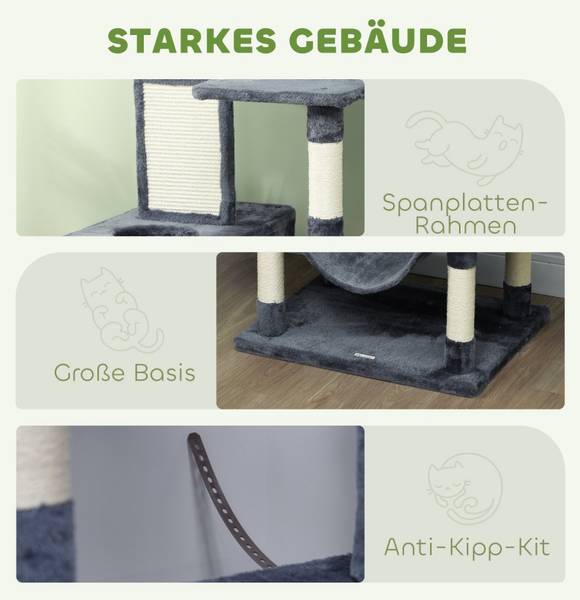 Katzenturm CP182 Grau - Textil - 50 x 206 x 60 cm