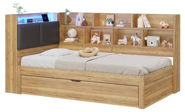Kinderbed GLOWMU Ⅰ bruin - plaatmateriaal op houtbasis - 110 x 91 x 224 cm