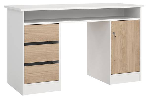 Schreibtisch FunctionPlus Weiß - Holzwerkstoff - 126 x 76 x 55 cm
