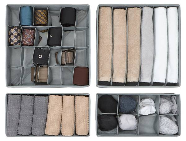 Aufbewahrungsboxen-Set MONK  3-tlg Grau - Papier - Textil - 1 x 1 x 1 cm