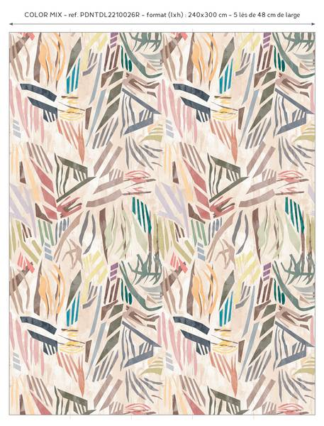 Panorama-Tapete Araucaria - Ocker Rosa Papier - 192 x 270 x 192 cm