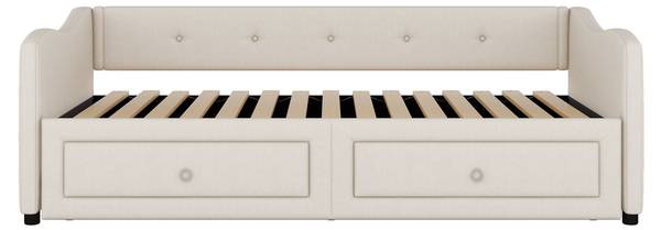 Schlafsofa Everly Beige - Leinen - 213 x 74 x 102 cm