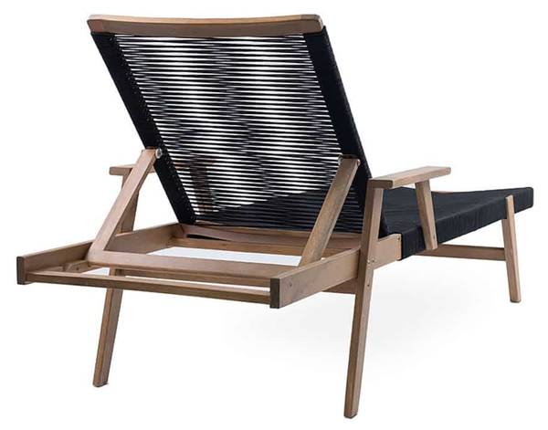 Gartenliege BALI ROPE Braun - Grau - Polyester - Akazie - 60 x 35 x 200 cm