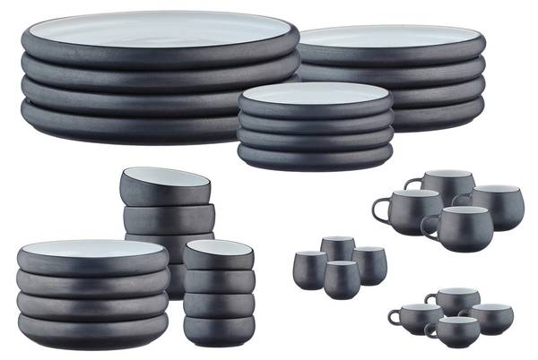 Service GOURMET - 36 pièces - Onyx Noir - Céramique - 42 x 1 x 55 cm