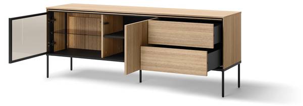 TV -Schrank VISSO Schwarz - Braun - Klarglas - 167 x 62 x 41 cm