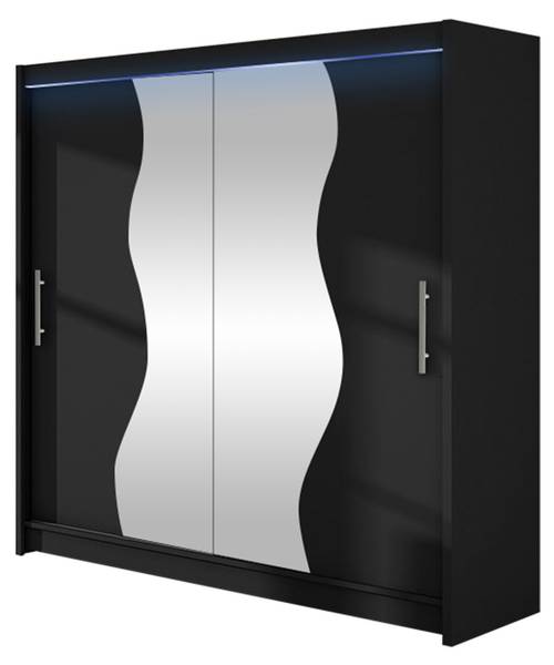 Kleiderschrank Begas mit LED Schwarz