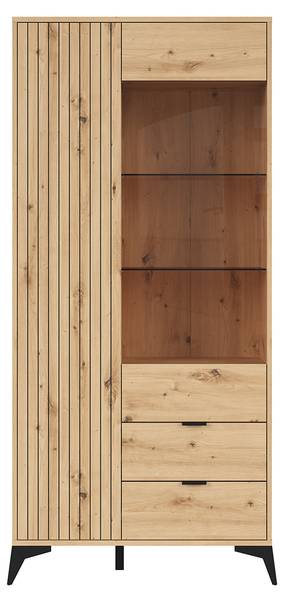 Servieskast Mao bruin - plaatmateriaal op houtbasis - 90 x 197 x 41 cm