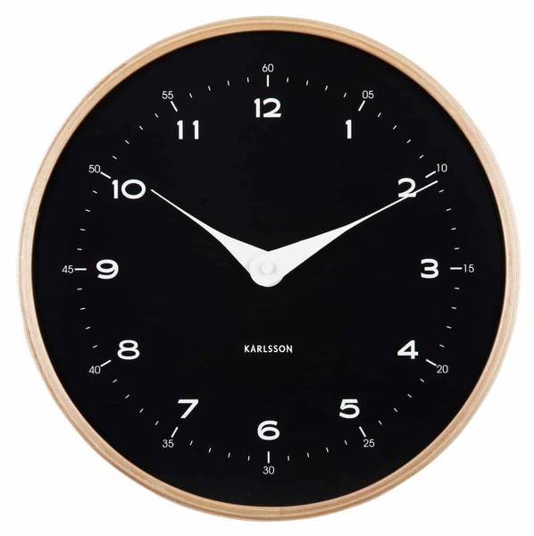 Wanduhr Osado Dome Schwarz - Holzwerkstoff - Kunststoff - 4 x 30 x 30 cm