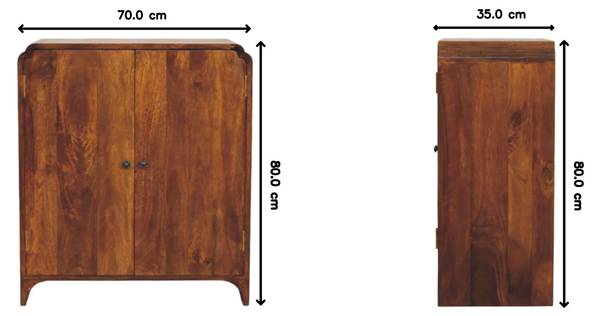 Kast Newton bruin - mango - messing - 70 x 80 x 35 cm