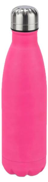 Trinkflasche Edelstahl Schwarz - Pink - Silber - Silikon - 7 x 27 x 7 cm