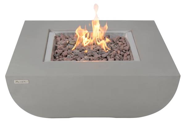 Westport Gasfeuertisch aus Beton Grau - Naturfaser - 86 x 36 x 86 cm