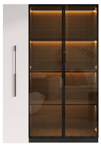 Standvitrine GLOWWoody Ⅳ Schwarz - Holzwerkstoff - 35 x 160 x 111 cm