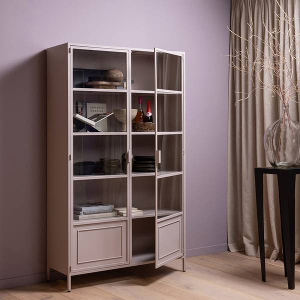 Vitrine Ronja Rose foncé - Fer - Acier - 110 x 189 x 43 cm