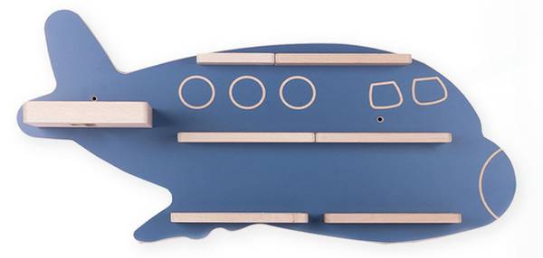 Wandregal Flugzeug Blau - Holzwerkstoff - 60 x 30 x 19 cm