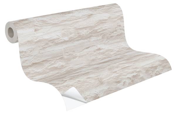 Tapete 4415 selbstklebend Stein Design Beige - Weiß - Fleece - 53 x 840 x 1 cm