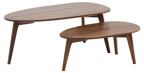 Satztisch KAMP 2er-Set Braun - Sheesham - 100 x 42 x 50 cm