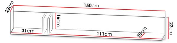 Wandregal Alsy 14 Anthrazit - Beige