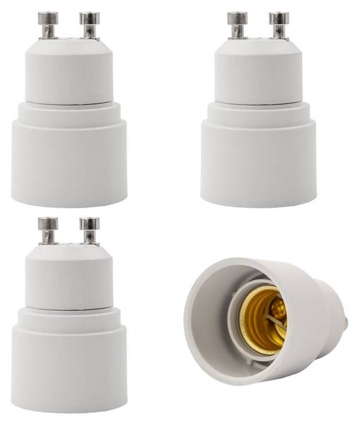 4x GU10 auf E14 Lampensockel Adapter Weiß - Kunststoff - 4 x 9 x 9 cm