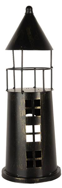 Dekoration Leuchtturm Deco&Ome Schwarz - Metall - 16 x 45 x 16 cm