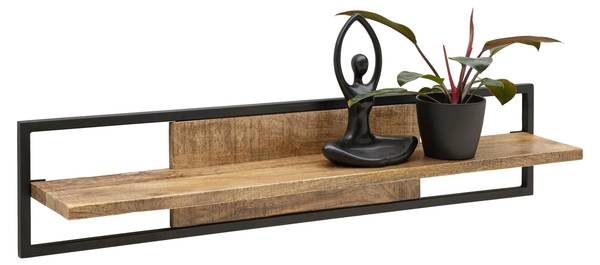 Wandboard EVEREST Beige - Schwarz - Metall - Holz teilmassiv - 120 x 1 x 30 cm