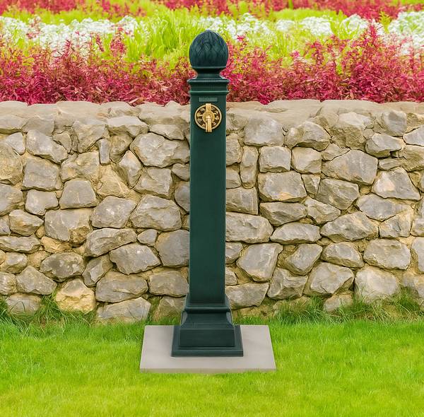 Waterzuil met kraan 80 cm goud - groen - aluminium - ijzer - 19 x 80 x 22 cm