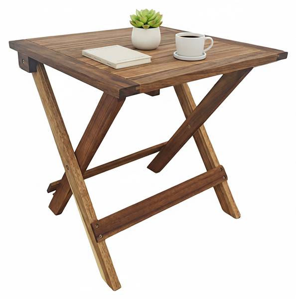 Quadratischer Klapptisch aus Akazienholz Braun - Akazie - 46 x 46 x 46 cm
