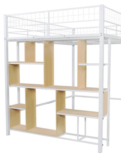 Multifunktionales Hochbett-BB1057 Weiß - Metall - 184 x 170 x 208 cm