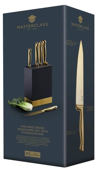 Messerblock 199709 5-teilig Gold - Naturfaser - 2 x 2 x 1 cm
