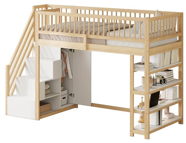 Hoogslaper NaturZoom Ⅰ bruin - grenenhout - 96 x 169 x 254 cm